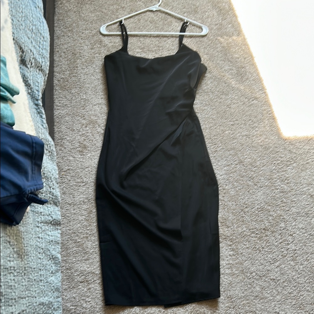 Lulu's Black Sheath Midi Dress for Cocktail